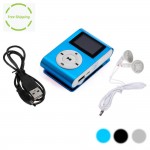 Mini USB Clip MP3 Player LCD Screen Support 32GB Micro SD TF Card Metal case Earphone Data Cable Ali Stand Free Shipping