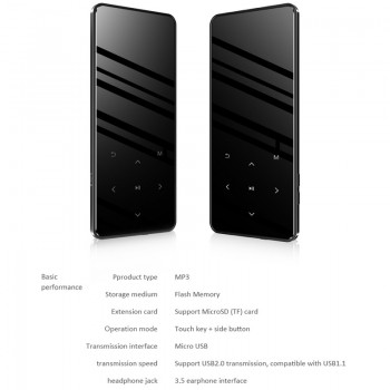 Btsmone new version touch screen slim mp3 player Built-in Bluetooth and 16/32GB with loudly Speaker FM /radio expand up to 128GB