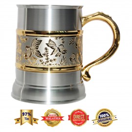 FCB130GP Gold Plated Pewter Beer Mug - Gold Fishes