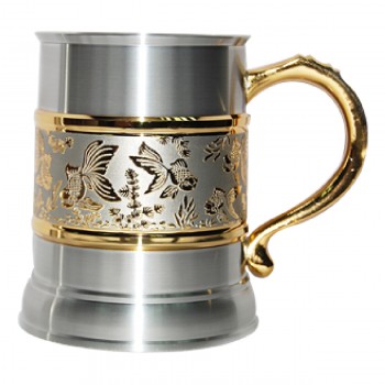 FCB130GP Gold Plated Pewter Beer Mug - Gold Fishes