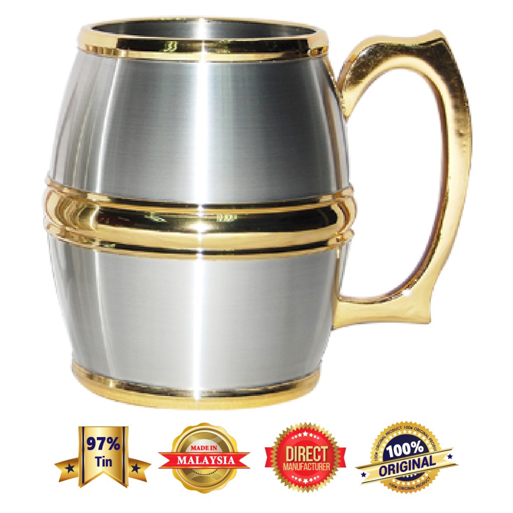 FCB131GP Gold Plated Pewter Barrel Mug