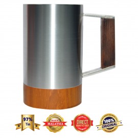 HKB042CW Pewter Beer Mug with Wooden Handle and Base