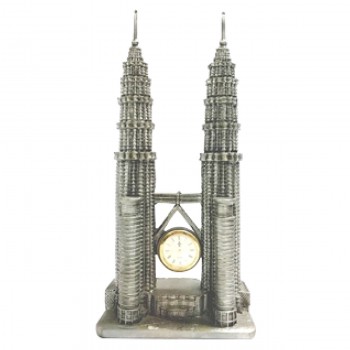 DKC013 Pewter Clock - Twin Tower