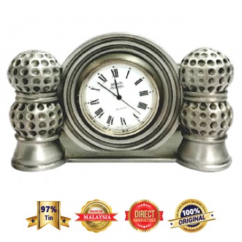 DKC017 Pewter Clock - Golf Balls