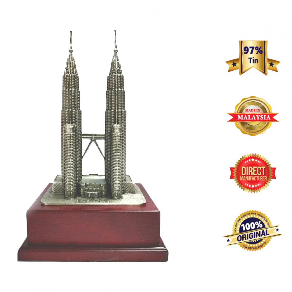 DKF001W Pewter Figurine with Woodbase - KLCC
