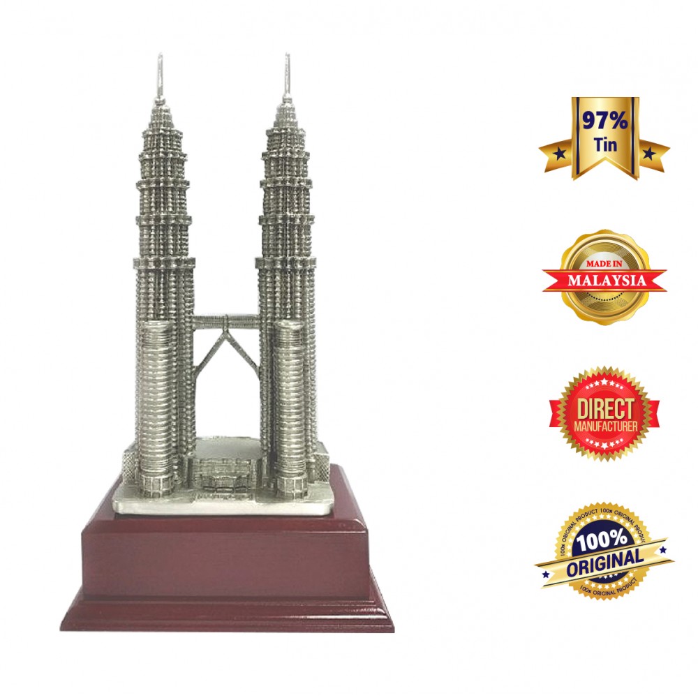 DKF002W Pewter Figurine with Woodbase - KLCC