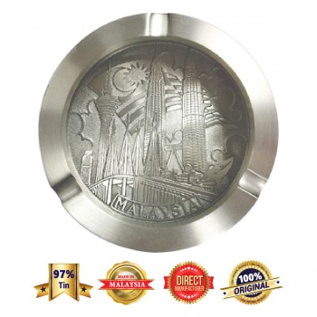 DKA006W Pewter Ashtray (KL Malaysia) with Woodbase