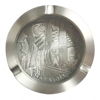 DKA006W Pewter Ashtray (KL Malaysia) with Woodbase