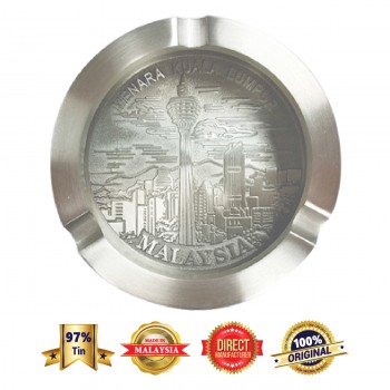 DKA008W Pewter Ashtray (Menara KL) with Woodbase
