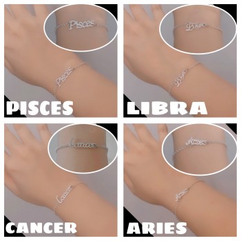 12 Zodiac Sign Silver Bracelets for Women | Fashion 12 Constellation Silver Metal Jewelry Astrology 