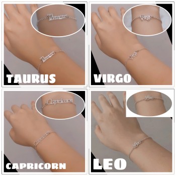 12 Zodiac Sign Silver Bracelets for Women | Fashion 12 Constellation Silver Metal Jewelry Astrology 