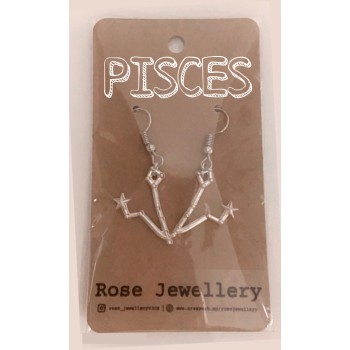 12 Zodiac Sign Hook Earrings for Women | Fashion 12 Constellation Silver Metal Jewelry Astrology 